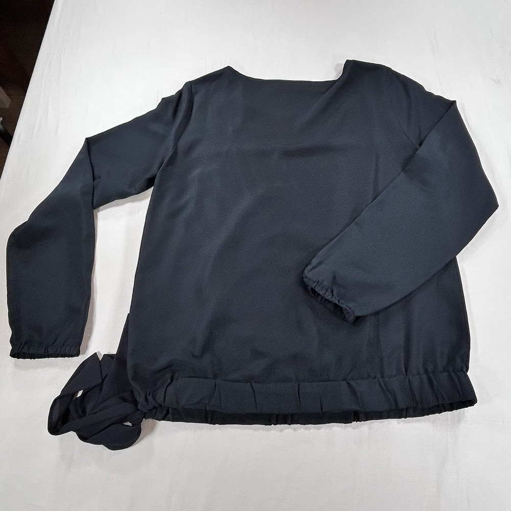 Michael Kors Top Shirt Womens S Black Tie Front Bottom Long Sleeves Classic - Picture 5 of 13